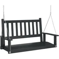vidaXL Hollywoodschaukel Schwarz aus Tannenholz - Wetterbeständige Gartenhängemöbel mit ergonomischem Design, ideal zum Entspannen im Freien. Robuste Metallketten sorgen für Sicherheit und verstellbare Höhe für jeden Nutzer.