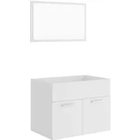 2-tlg. Badmöbel-Set Weiß Holzwerkstoff - Badmöbel-Set mit Spiegel und Schrank für zusätzlichen Stauraum, modernes Design aus robustem Holzwerkstoff, ideal für jedes Badezimmer.