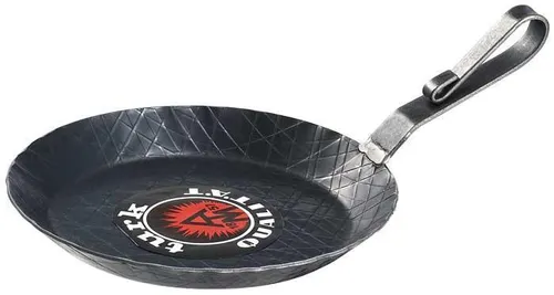 Turk Schmiedeiserne Eisenpfanne 20 cm mit gebogenem Hakenstiel - Hochwertige Bratpfanne aus Eisen, ideal für alle Herdarten inklusive Induktion, perfekt für knusprige Bratergebnisse und langanhaltende Wärme.