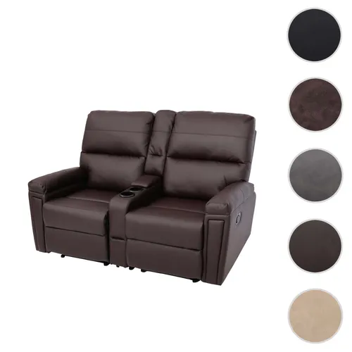 Mendler 2er Kinosessel HWC-K17 - Relaxsessel mit Getränkehalter - Sessel für Heimkino mit Nosagfederung und Liegefunktion für ultimativen Komfort. Inklusive 2 Getränkehalterungen und Staufach für entspanntes Filmvergnügen.