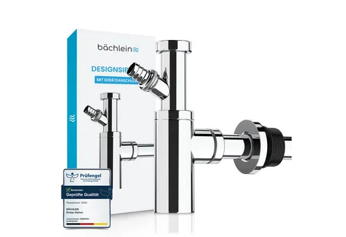 Bächlein Siphon: Eleganter Waschbeckenablauf in Chrom - Hochwertiger Siphon aus 304 Edelstahl mit innovativer Reinigungsöffnung, ideal für alle Standard-Waschbecken. Langlebig, korrosionsbeständig und einfach zu installieren.