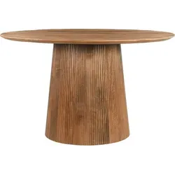 Livingfurn Esstisch Salvator 130 cm aus Mangoholz - Braun - Moderner runder Esstisch aus hochwertigem Mangoholz, ideal für gesellige Abende mit Familie und Freunden. Mit elegantem Mittelfuß und lackierter Oberfläche für Schutz und Stil.