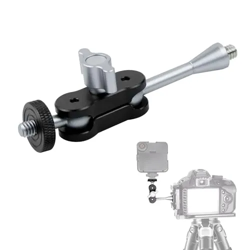 Magic Arm, Kamerahalterung Klemme, Kamera Super Clamp Con 360° Drehbarer Kugelkopf, Kameraklemme mit 1/4 Zoll Universal Gewinde, Handy Fotografie Füllen Licht Monitor Ball Halterung, Grau 1 Stück