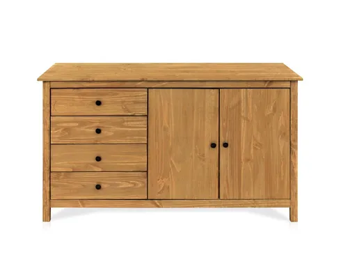 Sideboard Kommode TOBINO aus massivem Kiefernholz mit 2 Türen und 4 Schubladen