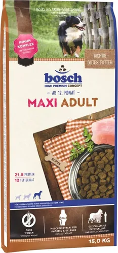 Bosch Adult Maxi Hundefutter 15 kg - Ausgewogene Ernährung für große Hunde, reich an hochwertigen Zutaten und unvergleichlichem Geschmack