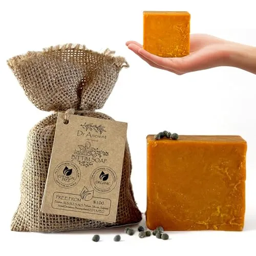 Dr.Ancient Wild Pistacia Bittim Seifenstück, biologisch, natürlich, vegan, traditionell, handgefertigt, Antik – Anti-Schuppen, Haarausfall – ohne Chemikalien