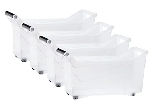 Kreher Rollbox, Aufbewahrungsbox, Sortierbox in Transparent, mit Griff in verschiedenen Größen (L, 4)