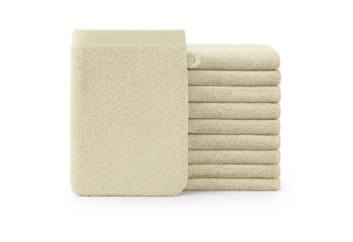 Blumtal Waschhandschuh 10er Set aus Frottee 15x20 cm - weich und saugstark, (Set), mit modischer Bordüre und praktischer Aufhängeschlaufe, 100% Baumwolle