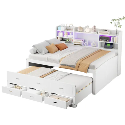 Stauraumbett mit Schubladen und Gästebett (140x200 cm)