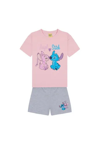 Disney Lilo Und Stitch Schlafanzug für Mädchen - Schlafanzug für Mädchen mit niedlichem Lilo und Stitch Design, bestehend aus einem bequemen T-Shirt und Shorts. Ideal für erholsame Nächte und Pflegeleicht!