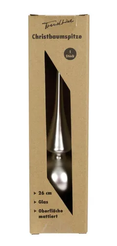 TrendLine Christbaumspitze aus Glas 26 cm silber mattiert