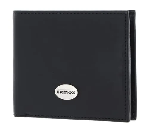Oxmox Geldbörse Leder Leather RFID Protect Querscheinbörse Pure Metal Round Black - Herren-Geldbörsen mit RFID-Schutz, strapazierfähig und wasserabweisend. Stilvolles Querformat für moderne Finanzen, Maße: 12 x 10 x 2,5 cm.
