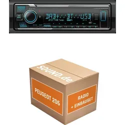 Kenwood KMM BT508DAB Autoradio Einbaupaket für Peugeot 206
