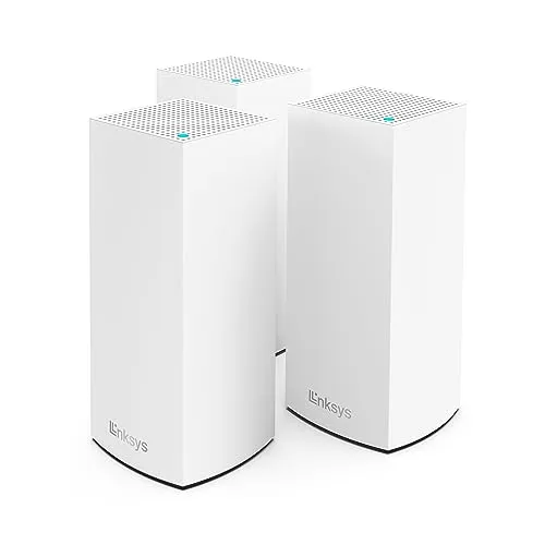 Linksys Atlas 6 Mesh-WiFi 6-System – Dual-Band AX3000 WLAN Router Extender mit 4-mal höherer Geschwindigkeit bis zu 3,0 Gbit/s – mehr als 75 Geräte und 558 m² Funkabdeckung – 3er-Pack, Weiß