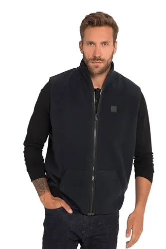 JP 1880 Herren Fleece-Weste bis 8XL, Bauchfit, Stehkragen, Kängurutasche, navy blau