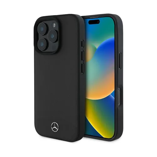 Mercedes iPhone 16 Pro Max Hardcase - Textured Plain Leather MagSafe - Schwarzes Hardcover für Apple iPhone 16 Pro Max, mit elegantem Lederdesign und MagSafe-Kompatibilität für einfachen Zugriff auf Zubehör.