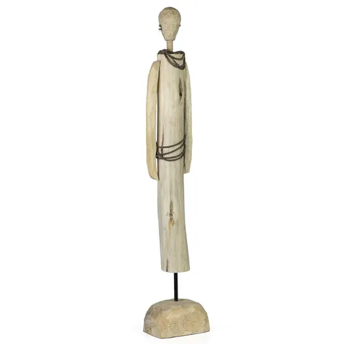 Skulptur Afrikaner Frau aus Mangoholz mit Schmuckverzierungen - Handgefertigte Skulptur aus Mangoholz, modern und einzigartig, ideal zur Dekoration in jedem Raum. Ein Kunstwerk, das kulturelle Vielfalt verkörpert.