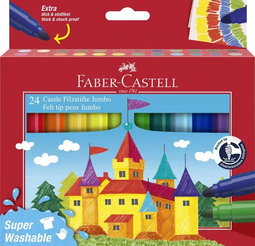Produktbild FABER-CASTELL Fasermaler JUMBO Superwashable 24er Etui