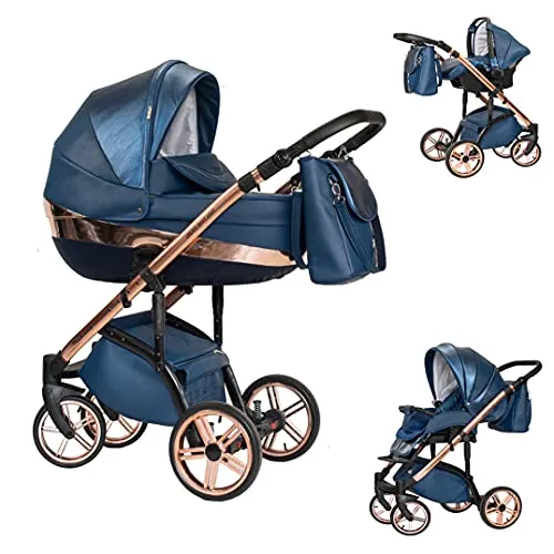 Kinderwagen-Set 4 in 1 Vip Lux inkl. Sportsitz und Autositz - 12 Teile - in 18 Farben