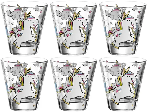 LEONARDO Kinderbecher BAMBINI Einhorn, 6-teilig - Becher für Kinder mit buntem Einhorn-Motiv, ideal für das eigenständige Trinken. Perfekt angepasst an kleine Hände, sorgt für Spaß und Sicherheit beim Trinken.