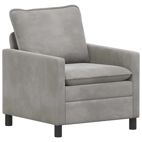 vidaXL Sofa Hellgrau 76 x 81 x 87,5 cm – Elegantes Samt-Sofa - Moderner 1-Sitzer in Hellgrau mit luxuriöser Samt-Oberfläche. Ideal für Wohnzimmer oder Arbeitszimmer, bietet dieses Sofa höchsten Komfort und eine stilvolle Ergänzung für deine Räume.