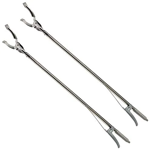 HAC24 2er Set Greifzange - 90 cm Müllgreifer aus Metall - Praktisches 2er Set Greifzangen für müheloses Aufheben von Abfall. Ideal für Haushalt, Garten und Büro. Mit ergonomischer Hebelmechanik für optimale Kraftübersetzung.