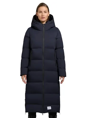 khujo Damen Wintermantel warmer Steppmantel lang mit Kapuze Larea3-YM Dark Navy Gr. XXL