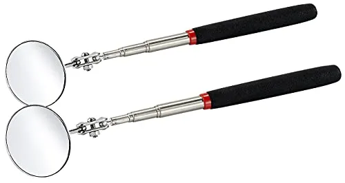 Playtastic Kontrollspiegel: 2er-Set Teleskop-Spiegel, 2 Kugelgelenken, ausziehbar bis 65 cm, Ø 5cm (Spiegel mit Teleskop-Stange, mit Teleskopstäben, Werkzeug)