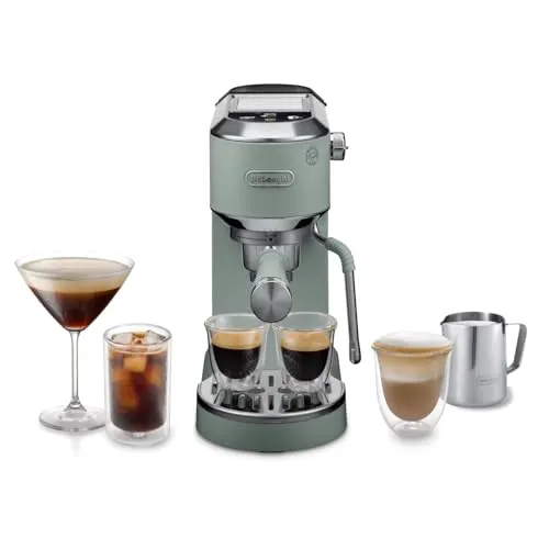 DeLonghi Dedica Duo EC890.GR Siebträger Espressomaschine - Grün - Siebträgermaschine mit modernem Design, ideal für Espresso und Cold Brew in nur 5 Minuten. Perfekte Temperatur dank Thermoblock-Heizsystem und 15-bar-Pumpe für besten Kaffeegenuss.