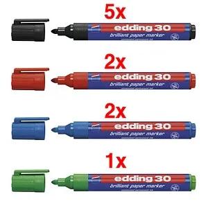 edding Brilliant-Paper-Marker 30 Permanentmarker farbsortiert 1,5 - 3,0 mm, 10 St.