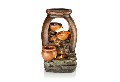 LED-Gartenbrunnen Amphore 50cm - Spring- & Zierbrunnen im antiken Stil mit integrierter Beleuchtung, sorgt für eine entspannende Atmosphäre in Ihrem Garten.