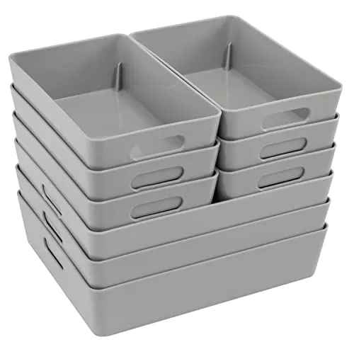 Hummelladen Schubladen Ordnungssystem - 6 cm hoch - 9 Teile - in 2 Größen - für 50x60cm Schublade - Aufbewahrungsbox grau - Organizer