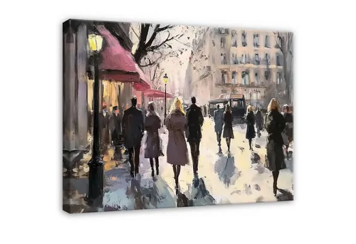 WallArena Leinwandbild Menschen Straße 60x40 cm in beige von Wallarena