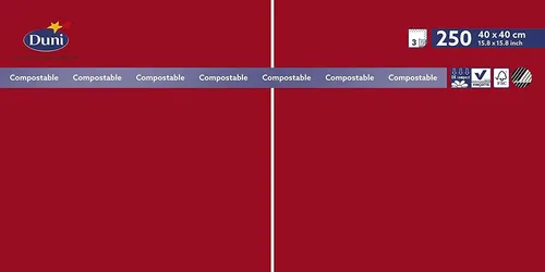 DUNI Zelltuch Serviette 40x40 cm 1/4F.rot in rot von Serviertten