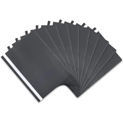 itenga 10er Pack Schnellhefter A4 Plastik stabil PP Kunststoff Sicht Hefter Mappe genarbt (dunkelgrau)
