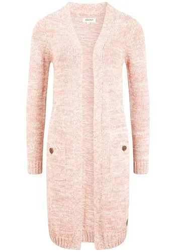 OXMO OXPhiletta Damen Lange Strickjacke - Stylische lange Strickjacke mit zwei aufgesetzten Taschen und hochwertigem Grobstrick. Perfekt für jeden Anlass und vielseitig kombinierbar. Ein Must-Have für jede Garderobe!