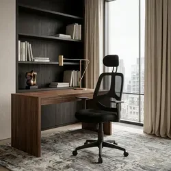 Ergonomischer Bürostuhl mit Kopfstütze und Armlehnen - Bürostuhl mit max. Belastbarkeit von 120 kg, höhenverstellbarer Kopfstütze und atmungsaktivem Netzbezug für optimalen Komfort bei bis zu 8 Stunden Sitzdauer.