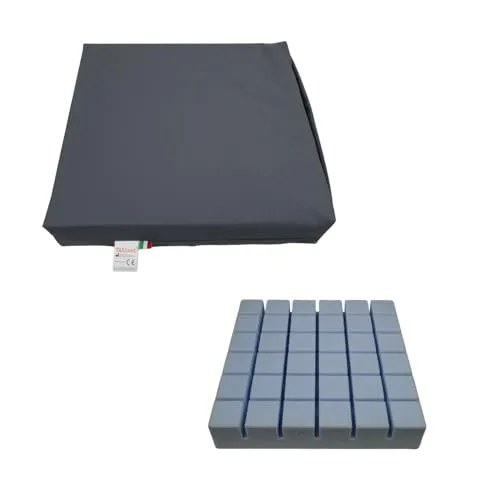 TAKIMED Anti-Dekubitus-Kissen aus puleurethan-Schaum mit wasserdichtem Bezug mit 36 Elementen 42x42 H8 -Dekubitus-Kissen zur Vorbeugung von Druckgeschwüren. (GRAU)