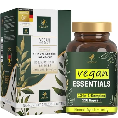 Vitactiv VEGAN ESSENTIALS 120 St - Arzneimittel für vegane Gesundheit, unterstützt das Wohlbefinden mit essentiellen Nährstoffen in praktischen Kapseln.