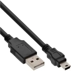 Inline® USB 2.0 Mini-Kabel, USB A ST an Mini-B ST (5pol.), schwarz, 0,3m