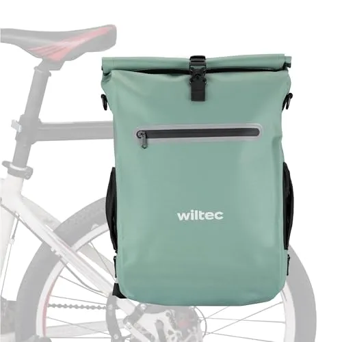 Wiltec Gepäckträgertasche grün, Fahrradtasche Rucksack 20 l Stauraum, Gepäcktasche mit Laptopfach, wasserresistente Fahrrad Tasche