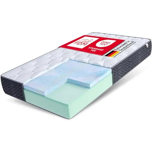 FDM Kaltschaummatratze TEMPO 90x200, 140x200, 180x200 cm - Matratzen für gesunden Schlaf, 30 cm hoch und allergikergeeignet mit exzellenter Klimaregulierung für optimalen Komfort.