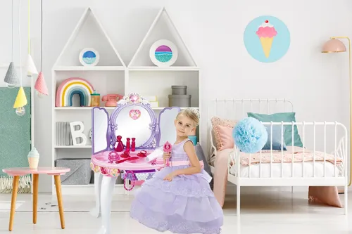 MalPlay Schminktisch mit Hocker Ton- und Lichteffekten mit Spiegel ab 3 Jahren