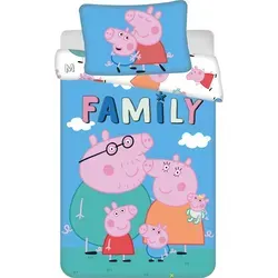 Peppa Pig Babybettwäsche Schweinchen Peppa 100 x 135 cm - Gitterbetten, süße Peppa Pig Motive für einen traumhaften Schlaf und eine gemütliche Kinderzimmer-Gestaltung.