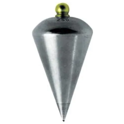 Dönges Senklot mit Schnur, 20 m, aus Stahl, birnenförmig, blank gedreht, mit Messingknopf, ohne Platte mit Stahlspitze