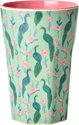 Rice by Rice Melamine Cup With Peacock Power Print Tall 400 Ml 9, Größe Standard