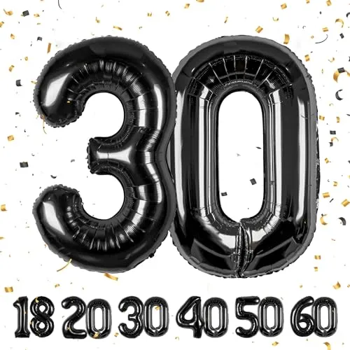 Geburtstag Deko zahlen luftballon 30 jahre | Folienballon Schwarz