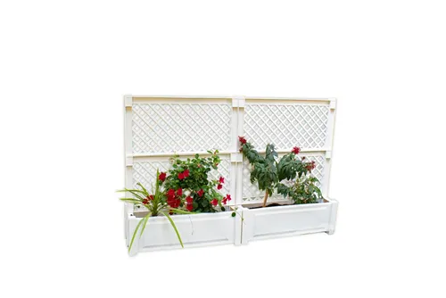 KHW Spalier 2er-Set, 100 cm Pflanzkasten groß mit Zentralspalier - Pflanzenkästen & Spaliere, UV-beständig und winterfest, ideal für kreative Garten- und Balkonbepflanzung.