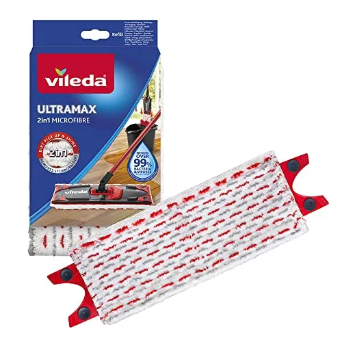 Vileda Ultramat Ultramax Ersatzbezug Turbo Neu - Ersatz-Wischmoppkopf für flache Wischmops, aus wiederverwendbarem Mikrofaser-Material für effektive Reinigung und Langlebigkeit.