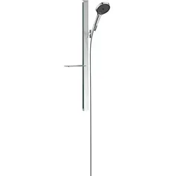 hansgrohe Rainfinity Brauseset 27671000 - 3jet Handbrause mit 130mm Kopf - Brausegarnituren mit innovativer Strahlartenumstellung, verstellbarem Neigungswinkel und eleganter Sicherheitsglas-Ablage für ein luxuriöses Duscherlebnis.